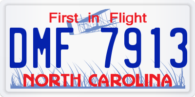 NC license plate DMF7913