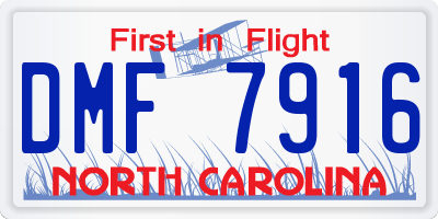 NC license plate DMF7916