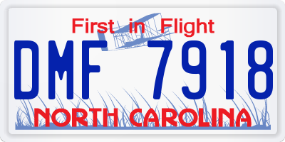 NC license plate DMF7918