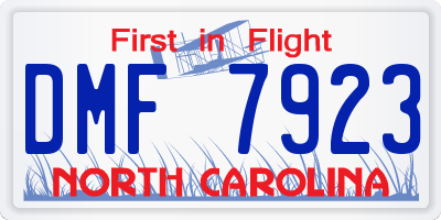 NC license plate DMF7923