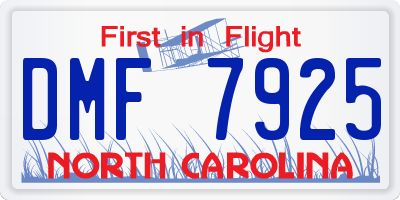 NC license plate DMF7925