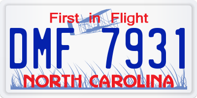 NC license plate DMF7931