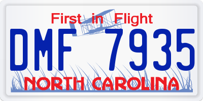NC license plate DMF7935