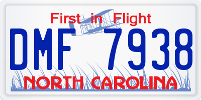 NC license plate DMF7938