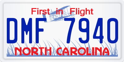 NC license plate DMF7940