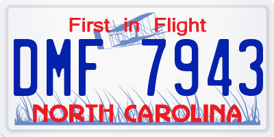 NC license plate DMF7943