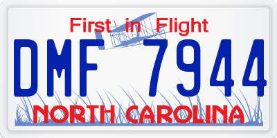 NC license plate DMF7944
