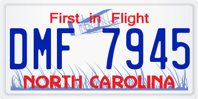 NC license plate DMF7945