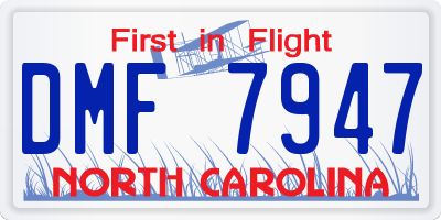 NC license plate DMF7947
