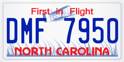 NC license plate DMF7950