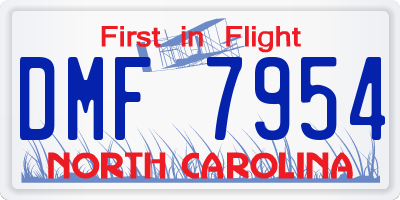 NC license plate DMF7954