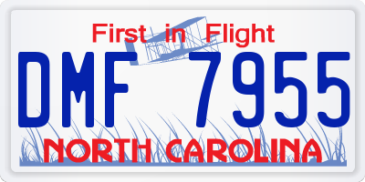 NC license plate DMF7955