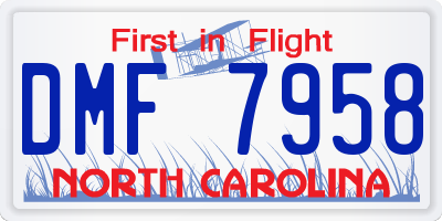 NC license plate DMF7958