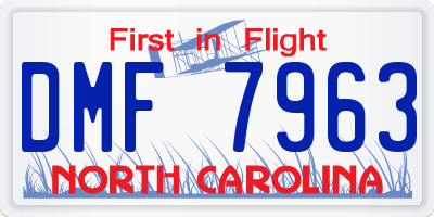 NC license plate DMF7963