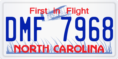 NC license plate DMF7968