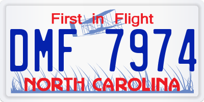 NC license plate DMF7974