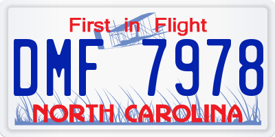 NC license plate DMF7978