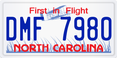 NC license plate DMF7980