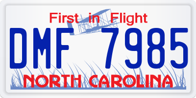 NC license plate DMF7985