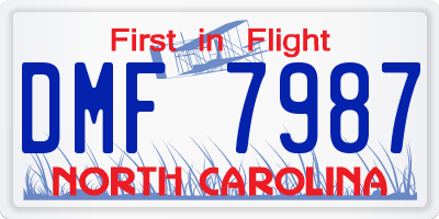 NC license plate DMF7987