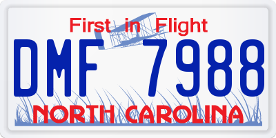 NC license plate DMF7988