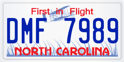 NC license plate DMF7989
