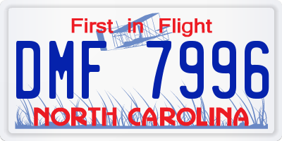NC license plate DMF7996