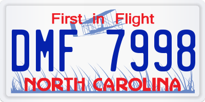 NC license plate DMF7998