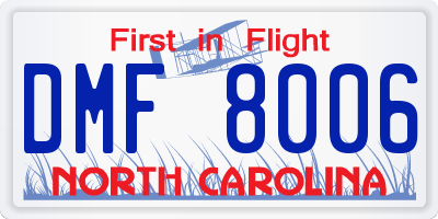 NC license plate DMF8006