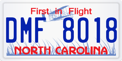 NC license plate DMF8018