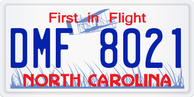 NC license plate DMF8021