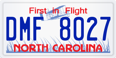 NC license plate DMF8027