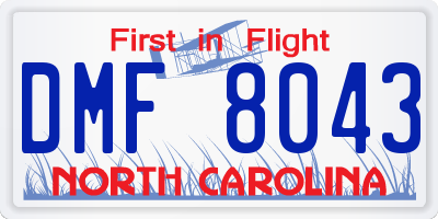 NC license plate DMF8043