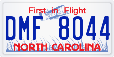 NC license plate DMF8044