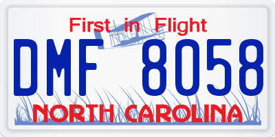 NC license plate DMF8058