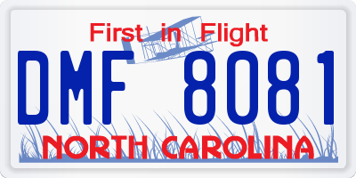 NC license plate DMF8081