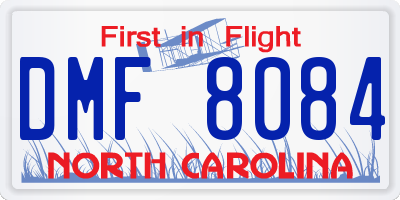 NC license plate DMF8084