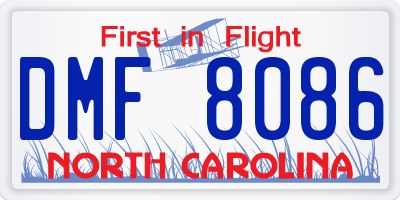 NC license plate DMF8086