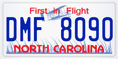 NC license plate DMF8090