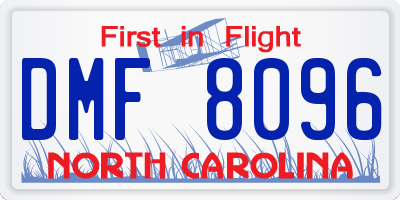 NC license plate DMF8096