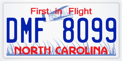 NC license plate DMF8099