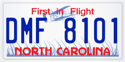 NC license plate DMF8101