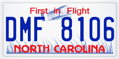 NC license plate DMF8106