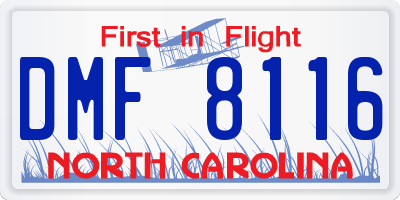 NC license plate DMF8116