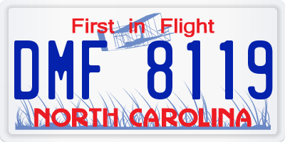 NC license plate DMF8119