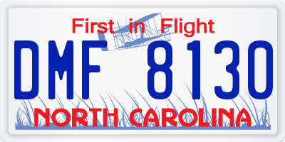 NC license plate DMF8130