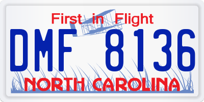 NC license plate DMF8136