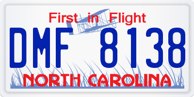 NC license plate DMF8138