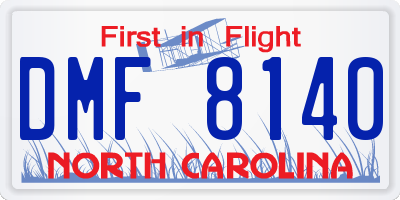 NC license plate DMF8140