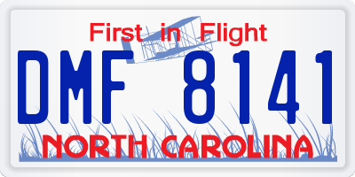 NC license plate DMF8141